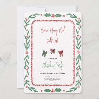 wonderful green and red christmas party invitation