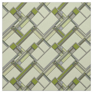 Wonderful Green Arts & Crafts Geometric Pattern Fabric