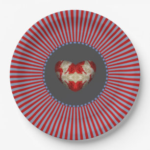 Wonderful Heart Collection - grey stripe Paper Plate
