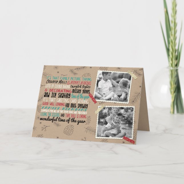 Wonderful Holiday Chaos Two Photo Greeting Card (Front)