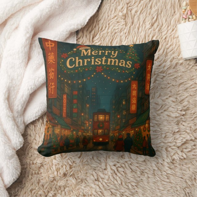 Wonderful Hong Kong Christmas streets Cushion (Blanket)