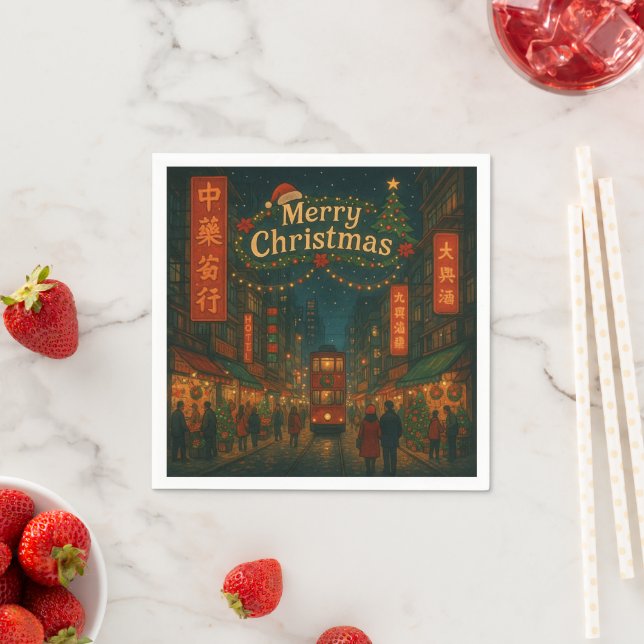 Wonderful Hong Kong Christmas streets Napkin (Insitu)