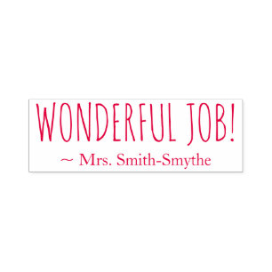 "WONDERFUL JOB!" Teacher Feedback Rubber Stamp