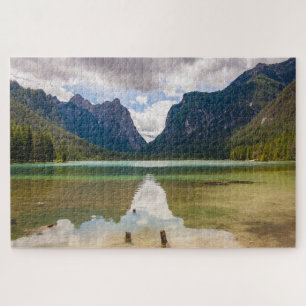 Wonderful landscape of Lake Dobbiaco, Italian Alps Jigsaw Puzzle