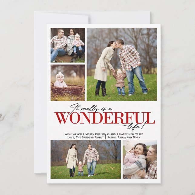 Wonderful Life 5 PH Red Letters | Holiday Card (Front)