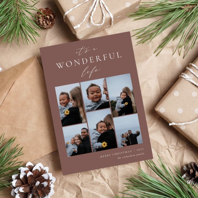 Wonderful Life | 6 Photo Collage Holiday Card (Creator Uploaded)