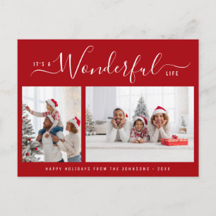 Wonderful life elegant script christmas postcard