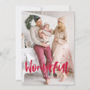 Wonderful Life Red Christmas Photo Card
