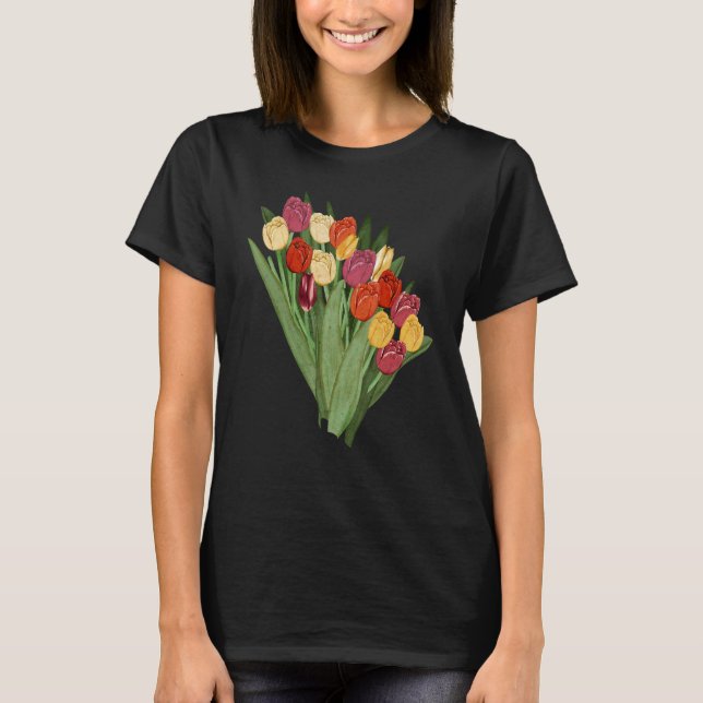 Wonderful Lovely Nature Spring Tulips Flower Plant T-Shirt (Front)