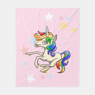 Wonderful, Magical  Cartoon Unicorn Fleece Blanket