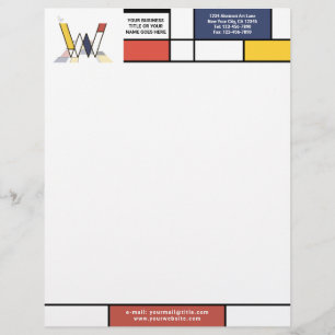 Wonderful Modern Art Monogram. Letter W Custom Letterhead