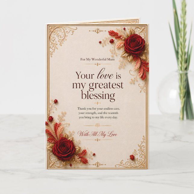 Wonderful Mum Love Blessing Card (Front)