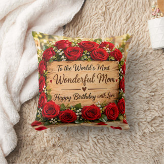 Wonderful Mum Red Roses Throw Blanket Cushion