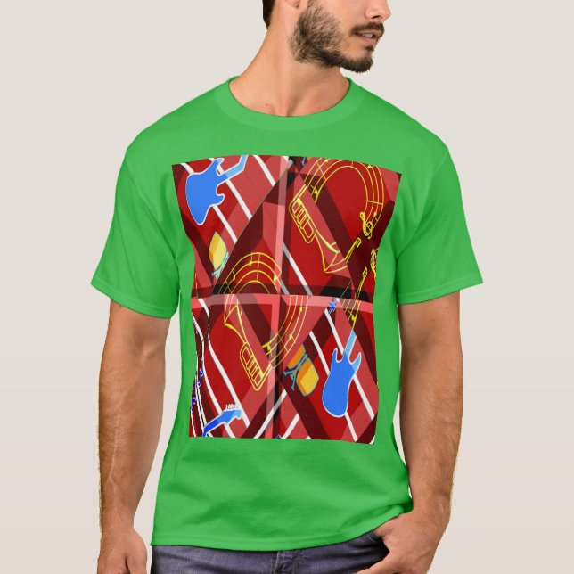 Wonderful Music Blue Summer Vibes Geometric Romant T-Shirt (Front)