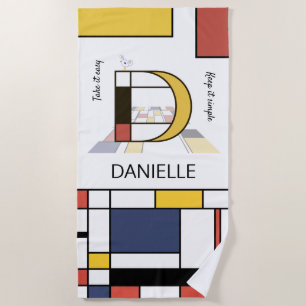 Wonderful Neoplasticism Art Monogram. Letter D Beach Towel