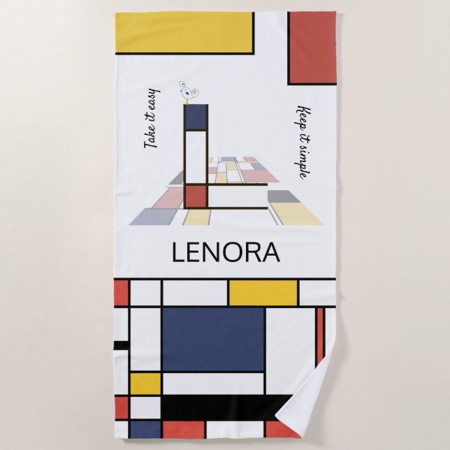 Wonderful Neoplasticism Art Monogram. Letter L Beach Towel (Front)