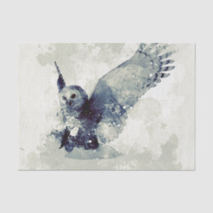 Wonderful owl in watercolor tissue paper