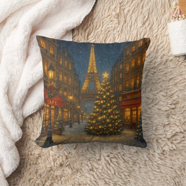 Wonderful Paris Christmas streets Cushion (Blanket)