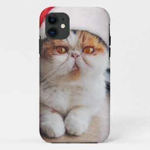 Wonderful persian cat with Santa Claus hat Case-Mate iPhone Case