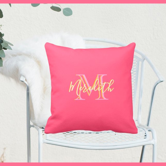 Wonderful Pink Lilac Custom Monogram Name Cushion (Creator Uploaded)