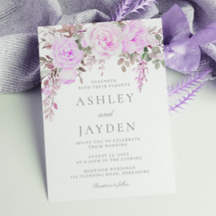 Wonderful Purple Floral Wedding Invitation