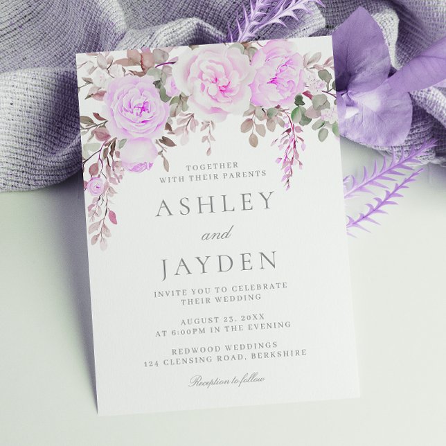 Wonderful Purple Floral Wedding Invitation (Creator Uploaded)