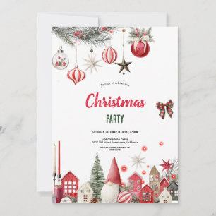 WONDERFUL RED AND GREEN CHRISTMAS PARTY INVITATION
