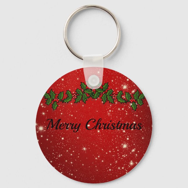 Wonderful Red Sparkly Christmas Key Ring (Front)