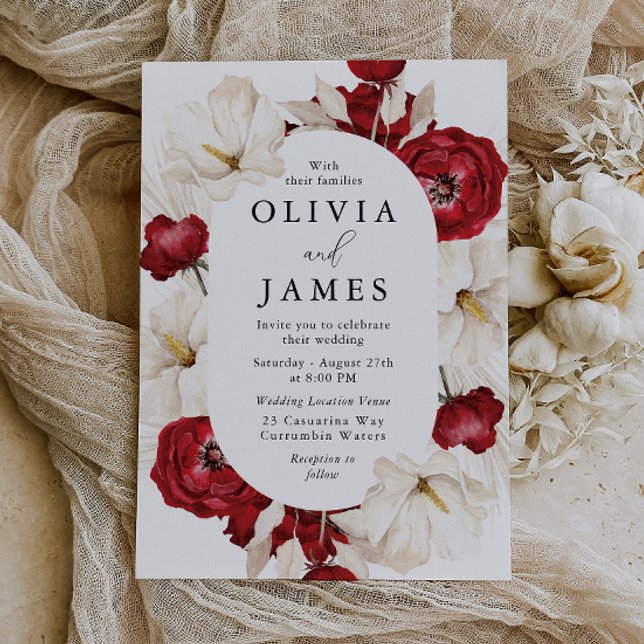 Wonderful Red & White Flowers Premium Wedding Invitation (Creator Uploaded)