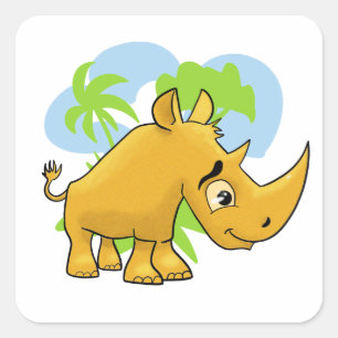 Wonderful Rhino Square Sticker