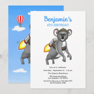 Wonderful Rocket Koala Bear Invitation