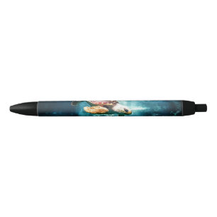 Wonderful  Sea Turtle Ocean Life Turquoise Sea Black Ink Pen