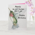 Wonderful Sister-In-Law Birthday Sweet Hummingbird Card<br><div class="desc">Celebrate your sister-in-law's birthday with a lovely hummingbird watercolor card. Designed with soft colors of cream,  green and pink,  the realistic ruby throated hummingbird painting is elegant and stylish. Perfect for a woman who loves birds and beautiful pictures of nature.</div>