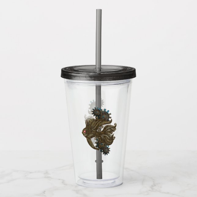 Wonderful steampunk fish. acrylic tumbler (Front)