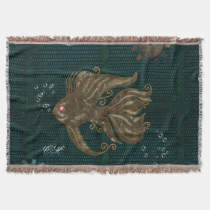 Wonderful steampunk fish. throw blanket
