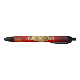 Wonderful steampunk heart black ink pen