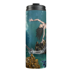 Wonderful steampunk mermaid thermal tumbler