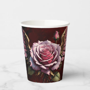 Wonderful steampunk rose with wings paper cups