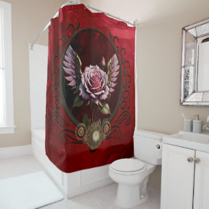 Wonderful steampunk rose with wings shower curtain