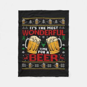 Wonderful Time For A Beer Ugly Christmas Sweaters Fleece Blanket