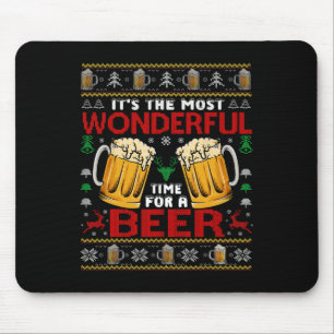Wonderful Time For A Beer Ugly Christmas Sweaters Mouse Pad