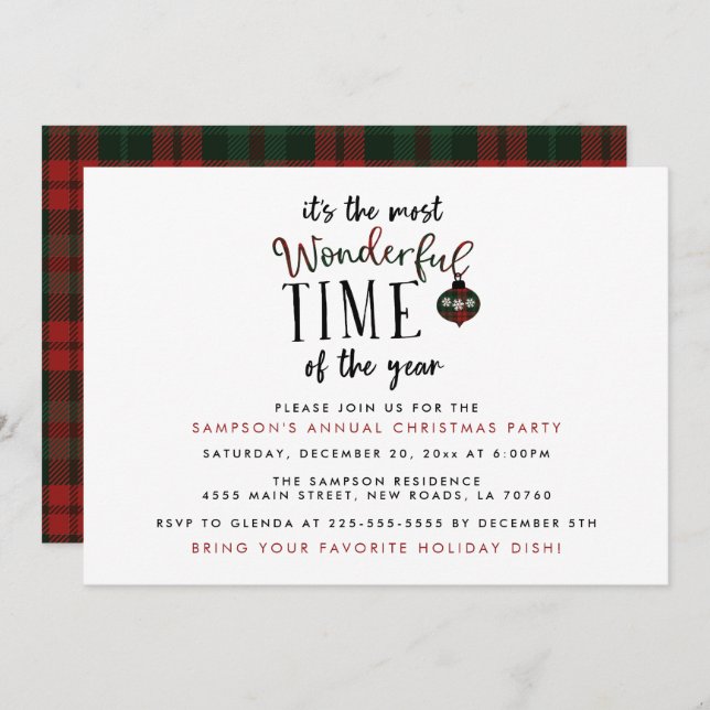 Wonderful Time of the Year Christmas Invitations (Front/Back)