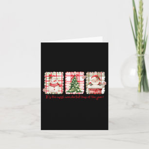 Wonderful Time Of Year Merry Xmas Santa Snowman Xm Card