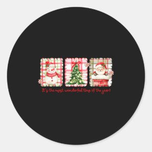 Wonderful Time Of Year Merry Xmas Santa Snowman Xm Classic Round Sticker
