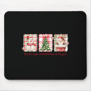 Wonderful Time Of Year Merry Xmas Santa Snowman Xm Mouse Pad