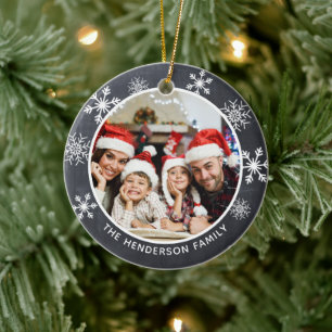 Wonderful Time Of Year Photo Rustic Snowflake Ceramic Tree Decoration