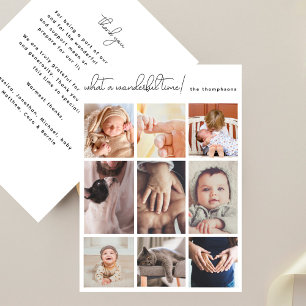 Wonderful Time Simple Multi Photo Baby Birth Announcement