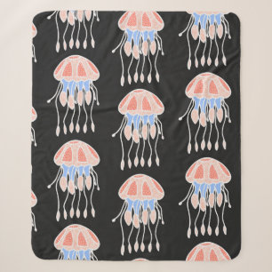 Wonderful vintage seamless pattern of jellyfish. B Sherpa Blanket