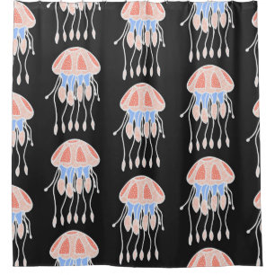 Wonderful vintage seamless pattern of jellyfish. B Shower Curtain
