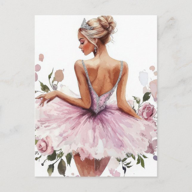 Wonderful watercolor ballerina in Tutu Postcard (Front)